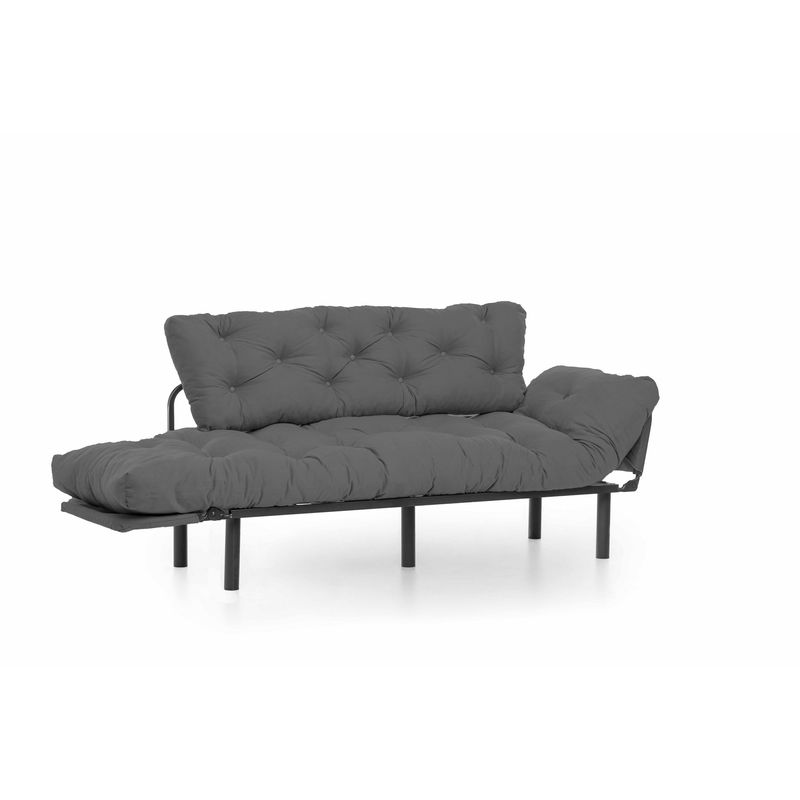 Casa si Gradina - Mobilier - Canapele si coltare - Canapele - Canapea extensibila, Hanah Home, metal si poliester, gri, 185x85x70 cm - Infinity.ro