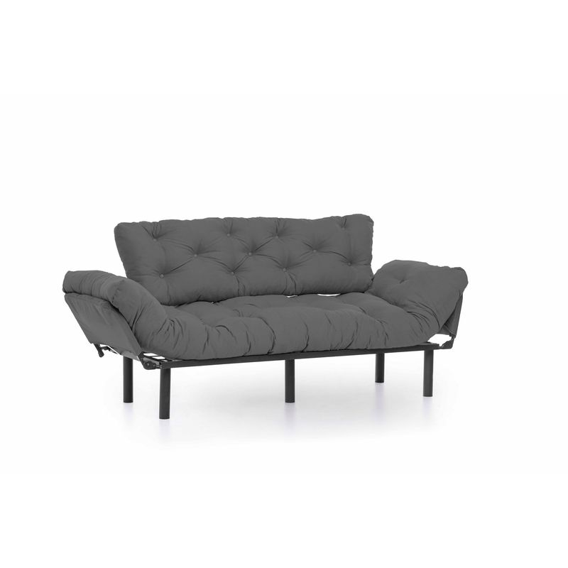 Casa si Gradina - Mobilier - Canapele si coltare - Canapele - Canapea extensibila, Hanah Home, metal si poliester, gri, 185x85x70 cm - Infinity.ro