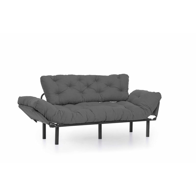 Casa si Gradina - Mobilier - Canapele si coltare - Canapele - Canapea extensibila, Hanah Home, metal si poliester, gri, 185x85x70 cm - Infinity.ro