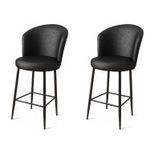 Casa si Gradina - Mobilier - Scaune si fotolii - Scaune - Set scaune de bar, Hanah Home, metal, piele ecologica, negru, 46x40x107 cm (2 bucati) - Infinity.ro