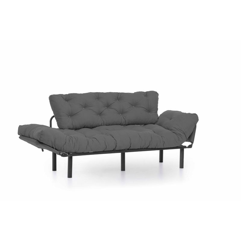 Casa si Gradina - Mobilier - Canapele si coltare - Canapele - Canapea extensibila, Hanah Home, metal si poliester, gri, 185x85x70 cm - Infinity.ro
