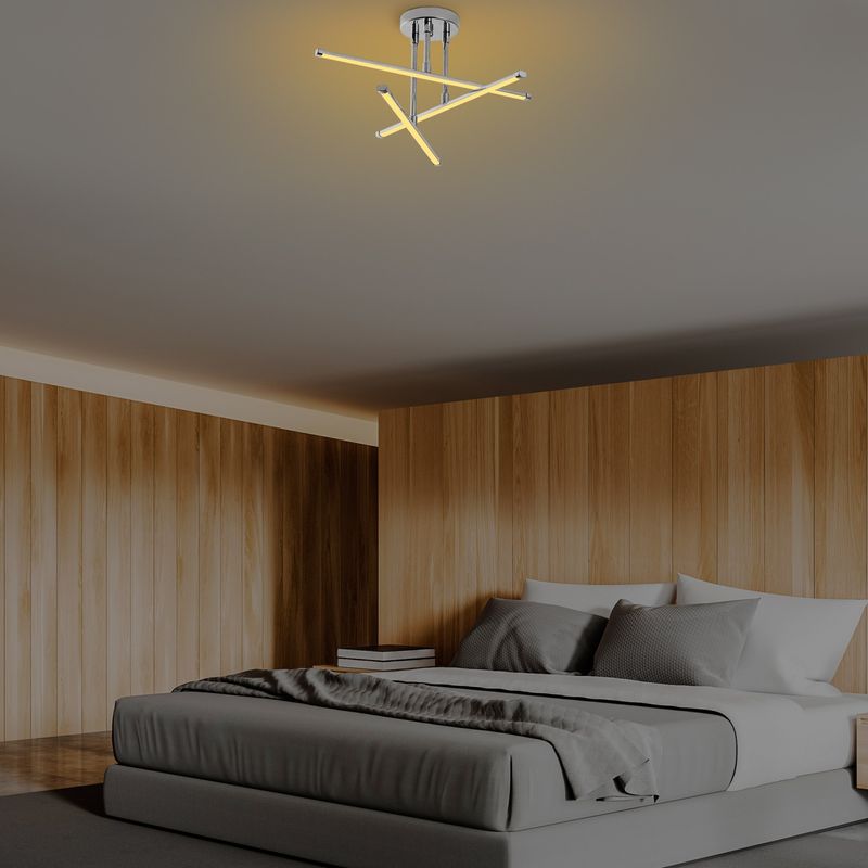 Casa si Gradina - Corpuri si surse de iluminat - Plafoniere, aplice si spoturi - Plafoniera led, Opviq, metal, crom, 51x51x26 cm - Infinity.ro