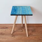 Casa si Gradina - Mobilier - Mese si birouri - Mese living - Masuta laterala, Hanah Home, mdf, albastru si negru, 35x35x42 cm - Infinity.ro