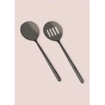 Casa si Gradina - Bucatarie si vesela - Ustensile bucatarie - Polonice, linguri si clesti de bucatarie - Set de servire 2 piese, Hermia, inox, negru, 25 cm - Infinity.ro