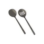 Casa si Gradina - Bucatarie si vesela - Ustensile bucatarie - Polonice, linguri si clesti de bucatarie - Set de servire 2 piese, Hermia, inox, negru, 25 cm - Infinity.ro