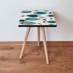 Casa si Gradina - Mobilier - Mese si birouri - Masute de cafea - Masuta de cafea, Hanah Home, mdf, albastru verde alb, 35x35x42 cm - Infinity.ro