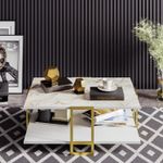 Casa si Gradina - Mobilier - Mese si birouri - Masute de cafea - Masuta de cafea, Hanah Home, pal melaminat, auriu si alb, 91.5x61.5x36.6 cm - Infinity.ro