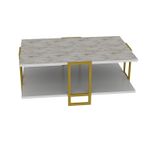 Casa si Gradina - Mobilier - Mese si birouri - Masute de cafea - Masuta de cafea, Hanah Home, pal melaminat, auriu si alb, 91.5x61.5x36.6 cm - Infinity.ro