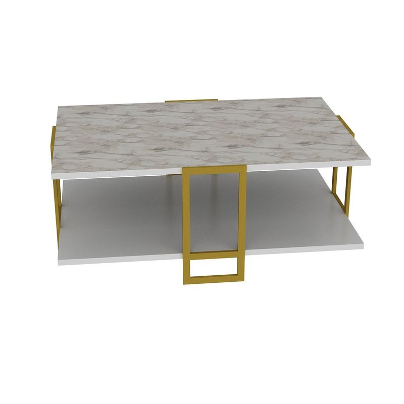Casa si Gradina - Mobilier - Mese si birouri - Masute de cafea - Masuta de cafea, Hanah Home, pal melaminat, auriu si alb, 91.5x61.5x36.6 cm - Infinity.ro