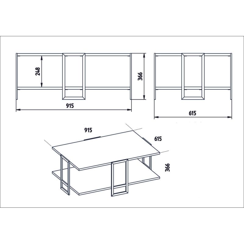 Casa si Gradina - Mobilier - Mese si birouri - Masute de cafea - Masuta de cafea, Hanah Home, pal melaminat, auriu si alb, 91.5x61.5x36.6 cm - Infinity.ro