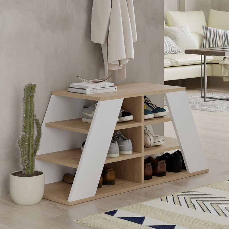 Casa si Gradina - Mobilier - Organizare si depozitare - Organizator incaltaminte - Organizator incaltaminte, Hanah Home, pal melaminat, stejar si alb, 105.5x37.5x50 cm - Infinity.ro