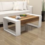 Casa si Gradina - Mobilier - Mese si birouri - Masute de cafea - Masuta de cafea, Hanah Home, pal melaminat, nuc si alb, 102x60x37.6 cm - Infinity.ro