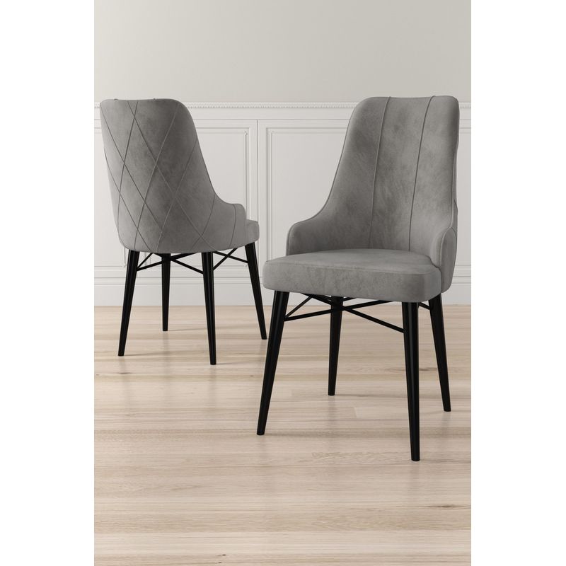 Casa si Gradina - Mobilier - Scaune si fotolii - Scaune - Set scaune, Hanah Home, metal, babyface, gri negru, 46x42x95 cm, 6 bucati - Infinity.ro
