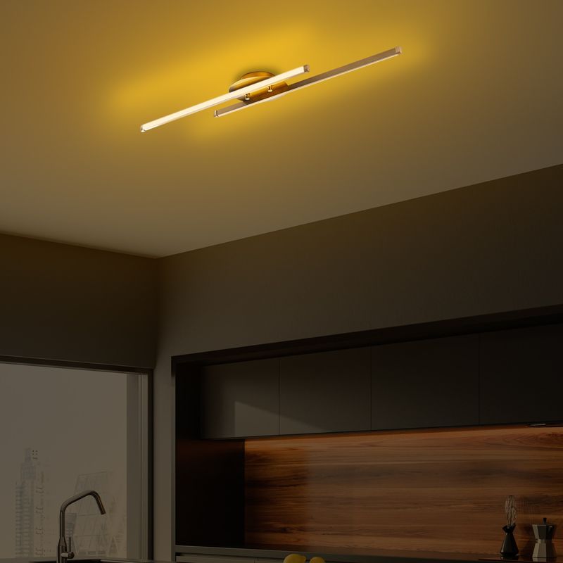 Casa si Gradina - Corpuri si surse de iluminat - Plafoniere, aplice si spoturi - Plafoniera led, Opviq, metal, auriu, 86x5x17 cm, 16w 3000k - Infinity.ro