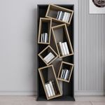 Casa si Gradina - Mobilier - Biblioteci si rafturi - Biblioteci - Biblioteca, Hanah Home, pal melaminat, negru si stejar, 63x24x153.6 cm - Infinity.ro