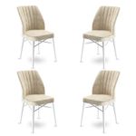 Casa si Gradina - Mobilier - Scaune si fotolii - Scaune - Set scaune, Hanah Home, metal, crem alb, 45x42x93 cm, 4 bucati - Infinity.ro