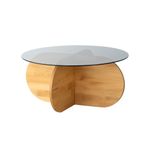 Casa si Gradina - Mobilier - Mese si birouri - Masute de cafea - Masuta de cafea, Hanah Home, sticla si lemn masiv de pin, stejar, 75x75x35 cm - Infinity.ro