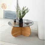 Casa si Gradina - Mobilier - Mese si birouri - Masute de cafea - Masuta de cafea, Hanah Home, sticla si lemn masiv de pin, stejar, 75x75x35 cm - Infinity.ro