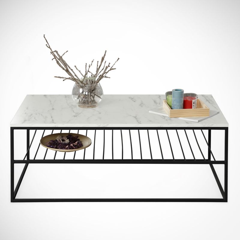 Casa si Gradina - Mobilier - Mese si birouri - Masute de cafea - Masuta de cafea, Hanah Home, pal melaminat, alb negru, 95x55x43 cm, 801CMY2839 - Infinity.ro