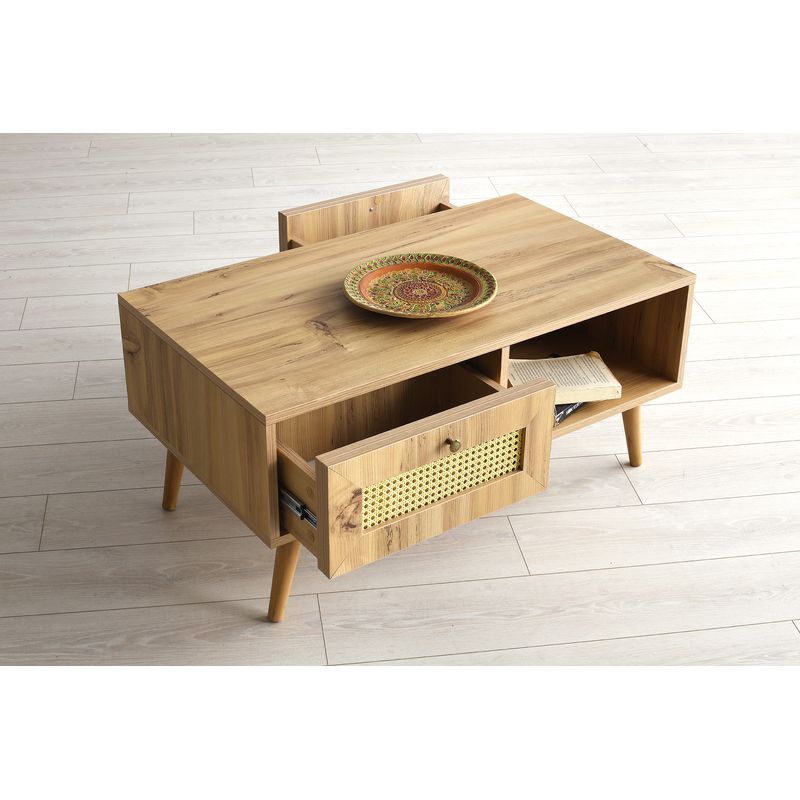 Casa si Gradina - Mobilier - Mese si birouri - Masute de cafea - Masuta de cafea, Hanah Home, pal melaminat, stejar, 97x55x45 cm - Infinity.ro