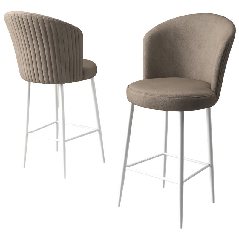 Casa si Gradina - Mobilier - Scaune si fotolii - Tabureti - Set taburete bar, Hanah Home, metal, cappuccino si alb, 46x40x107 cm, 6 piese - Infinity.ro
