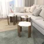 Casa si Gradina - Mobilier - Mese si birouri - Masute de cafea - Masuta de cafea, Hanah Home, pal melaminat, alb si nuc, 44.5x44.5x41 cm - Infinity.ro
