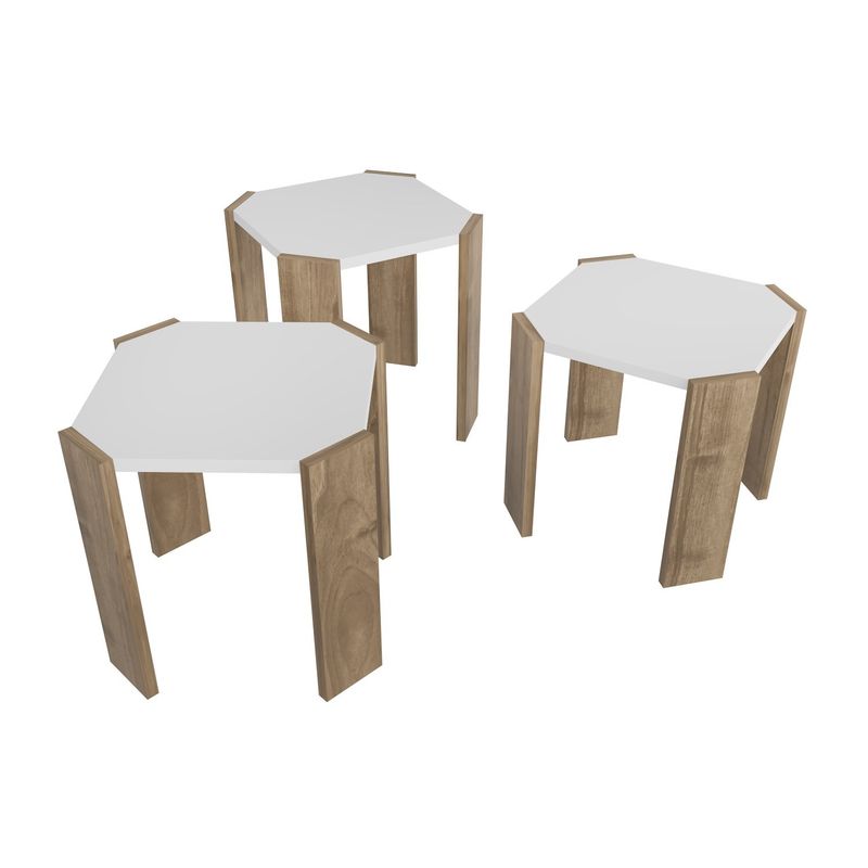 Casa si Gradina - Mobilier - Mese si birouri - Masute de cafea - Masuta de cafea, Hanah Home, pal melaminat, alb si nuc, 44.5x44.5x41 cm - Infinity.ro
