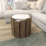 Casa si Gradina - Mobilier - Mese si birouri - Masute de cafea - Masuta de cafea, Hanah Home, pal melaminat, alb si nuc, 44.5x44.5x41 cm - Infinity.ro