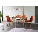 Casa si Gradina - Mobilier - Seturi de mobilier - Seturi mese si scaune - Masa, Hanah Home, pal melaminat, nuc, 130x80x75 cm - Infinity.ro