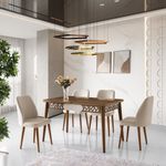 Casa si Gradina - Mobilier - Seturi de mobilier - Seturi mese si scaune - Masa, Hanah Home, pal melaminat, nuc, 130x80x75 cm - Infinity.ro