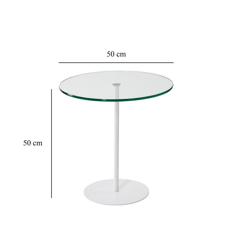 Casa si Gradina - Mobilier - Mese si birouri - Mese living - Masuta laterala, Hanah Home, sticla securizata si metal, alb, 50x50x50 cm - Infinity.ro