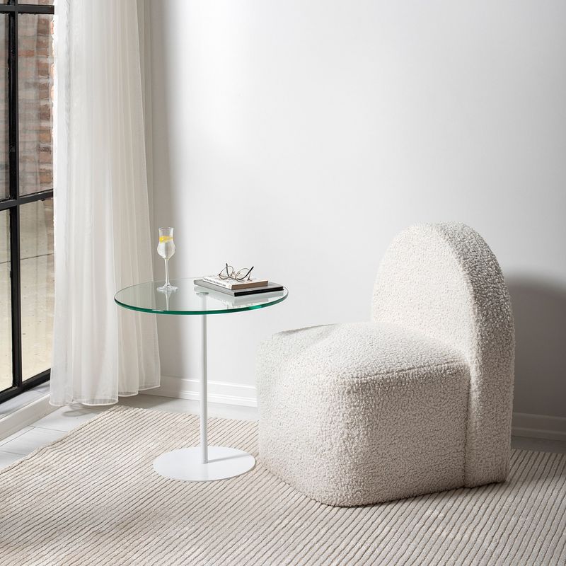 Casa si Gradina - Mobilier - Mese si birouri - Mese living - Masuta laterala, Hanah Home, sticla securizata si metal, alb, 50x50x50 cm - Infinity.ro