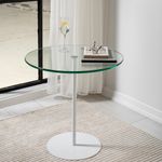 Casa si Gradina - Mobilier - Mese si birouri - Mese living - Masuta laterala, Hanah Home, sticla securizata si metal, alb, 50x50x50 cm - Infinity.ro