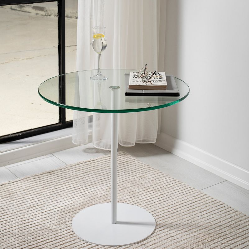 Casa si Gradina - Mobilier - Mese si birouri - Mese living - Masuta laterala, Hanah Home, sticla securizata si metal, alb, 50x50x50 cm - Infinity.ro