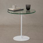 Casa si Gradina - Mobilier - Mese si birouri - Mese living - Masuta laterala, Hanah Home, sticla securizata si metal, alb, 50x50x50 cm - Infinity.ro