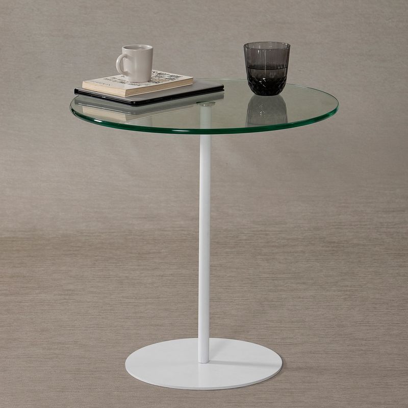Casa si Gradina - Mobilier - Mese si birouri - Mese living - Masuta laterala, Hanah Home, sticla securizata si metal, alb, 50x50x50 cm - Infinity.ro