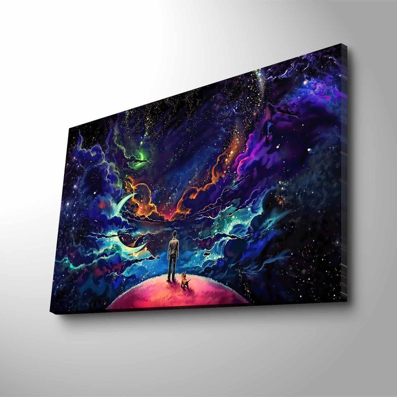 Casa si Gradina - Decoratiuni - Tablouri - Tablou canvas cu led, Wallxpert, panza piele de caprioara, multicolor, 45x70 cm, rama lemn, 254LED4332 - Infinity.ro