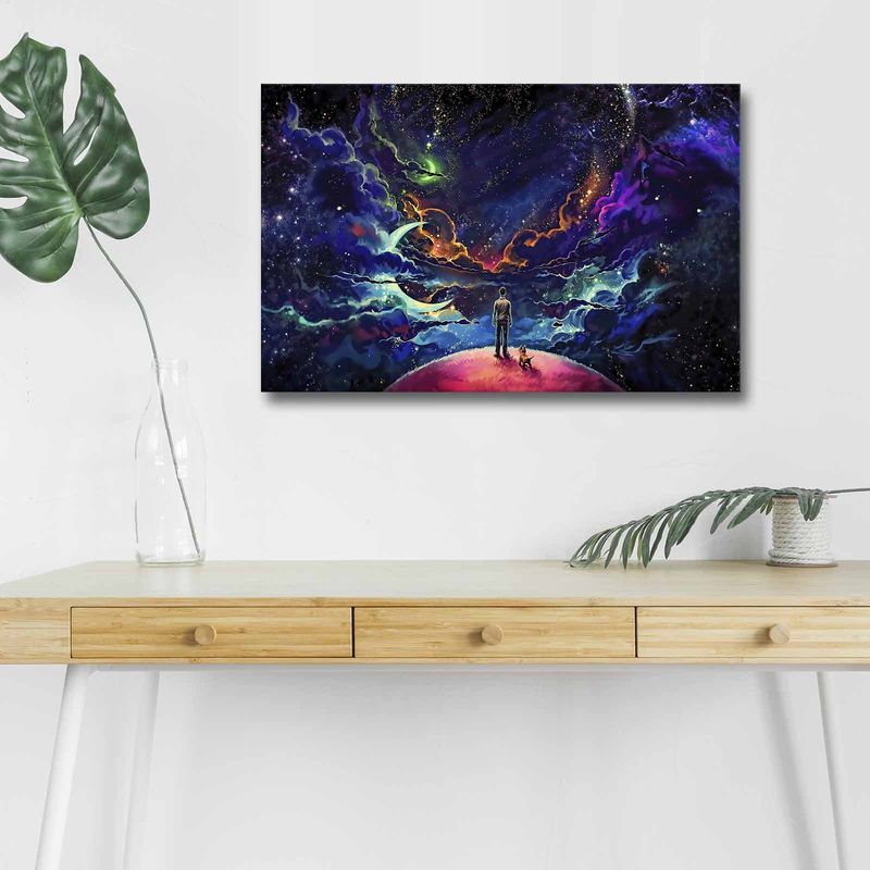 Casa si Gradina - Decoratiuni - Tablouri - Tablou canvas cu led, Wallxpert, panza piele de caprioara, multicolor, 45x70 cm, rama lemn, 254LED4332 - Infinity.ro