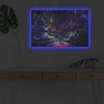 Casa si Gradina - Decoratiuni - Tablouri - Tablou canvas cu led, Wallxpert, panza piele de caprioara, multicolor, 45x70 cm, rama lemn, 254LED4332 - Infinity.ro