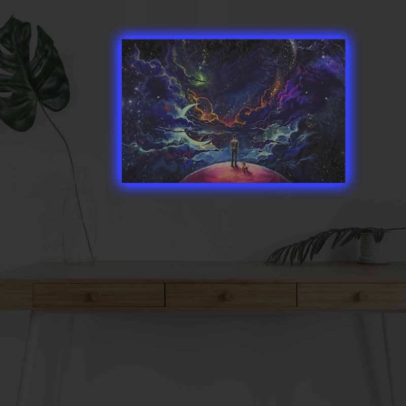 Casa si Gradina - Decoratiuni - Tablouri - Tablou canvas cu led, Wallxpert, panza piele de caprioara, multicolor, 45x70 cm, rama lemn, 254LED4332 - Infinity.ro