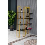 Casa si Gradina - Mobilier - Biblioteci si rafturi - Biblioteci - Biblioteca, Hanah Home, PAL melaminat, negru auriu, 125x28x180 cm - Infinity.ro