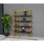 Casa si Gradina - Mobilier - Biblioteci si rafturi - Biblioteci - Biblioteca, Hanah Home, PAL melaminat, negru auriu, 125x28x180 cm - Infinity.ro
