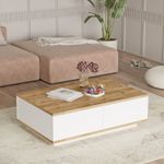 Casa si Gradina - Mobilier - Mese si birouri - Masute de cafea - Masuta de cafea, Hanah Home, pal melaminat, pin atlantic si alb, 90x60x28.6 cm - Infinity.ro