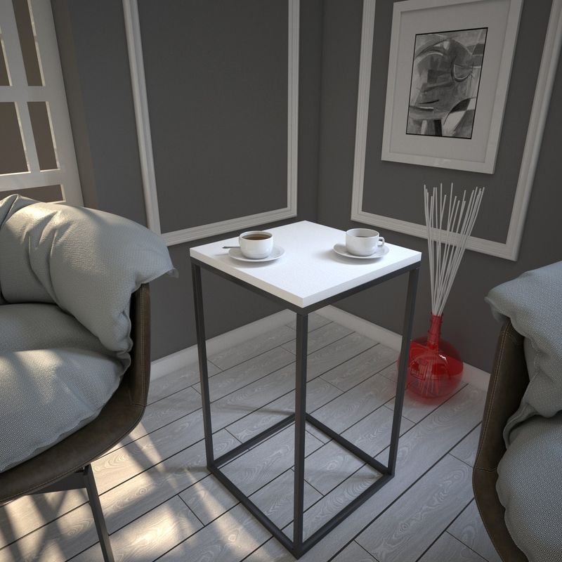 Casa si Gradina - Mobilier - Mese si birouri - Mese living - Masa laterala, Hanah Home, panou de particule melaminat, alb, 35x35x62 cm - Infinity.ro