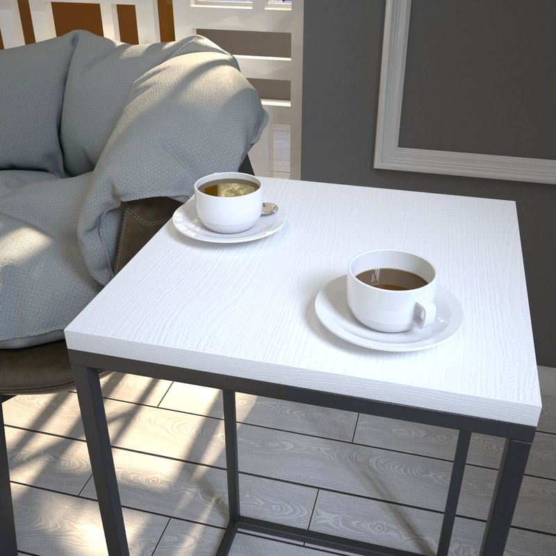 Casa si Gradina - Mobilier - Mese si birouri - Mese living - Masa laterala, Hanah Home, panou de particule melaminat, alb, 35x35x62 cm - Infinity.ro