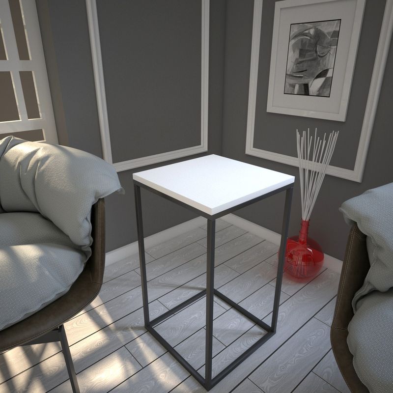 Casa si Gradina - Mobilier - Mese si birouri - Mese living - Masa laterala, Hanah Home, panou de particule melaminat, alb, 35x35x62 cm - Infinity.ro