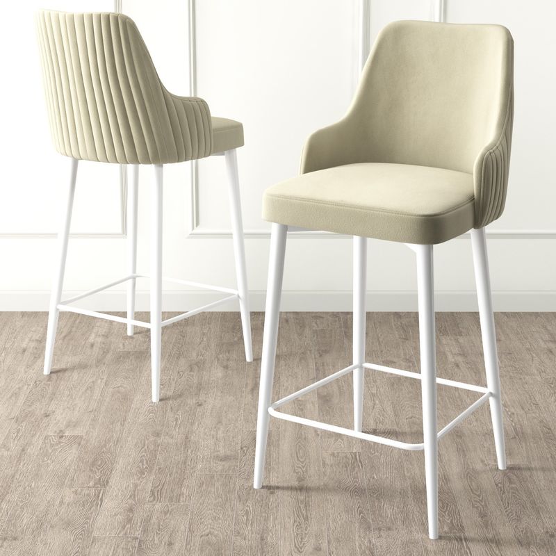 Casa si Gradina - Mobilier - Scaune si fotolii - Scaune - Set scaune de bar, Hanah Home, metal, crem si alb, 45x43x105 cm - Infinity.ro