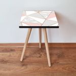 Casa si Gradina - Mobilier - Mese si birouri - Mese living - Masuta laterala, Hanah Home, mdf, roz, alb, gri, 35x35x42 cm - Infinity.ro