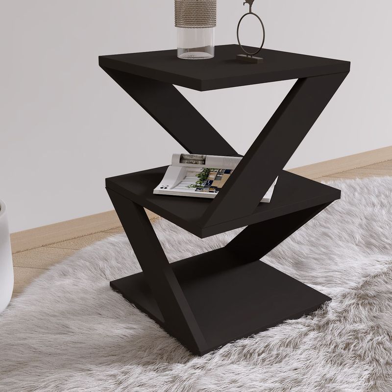 Casa si Gradina - Mobilier - Mese si birouri - Mese living - Masa laterala, Hanah Home, PAL melaminat, negru si stejar, 29.6x29.6x54.2 cm - Infinity.ro