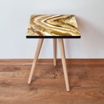 Casa si Gradina - Mobilier - Mese si birouri - Masute de cafea - Masuta de cafea, Hanah Home, mdf, auriu maro alb, 35x35x42 cm - Infinity.ro